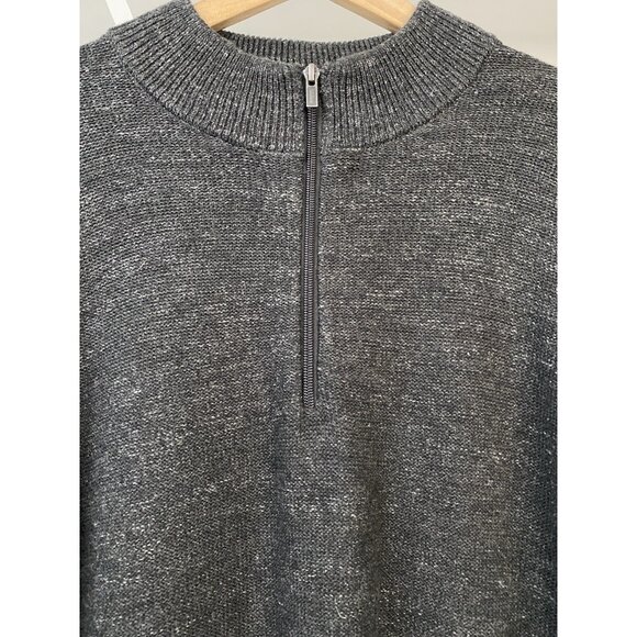 LL Bean Organic Cotton ¼ Zip Sweater Men’s L Reg Pullover Heathered Charcoal - Picture 7 of 16